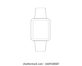 Smart watch outline on white background,vector illustration