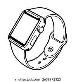 smart watch outline vector on white background