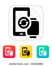Smart watch with phone synchronization icon. Vector illustration.