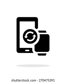 Smart watch with phone synchronization simple icon on white background. Vector illustration.