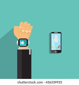 Smart watch and smart phone vector illustration - Business Concept