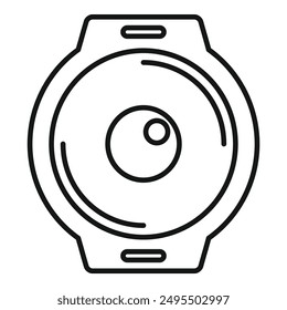 Smart watch presenting round screen showing camera interface