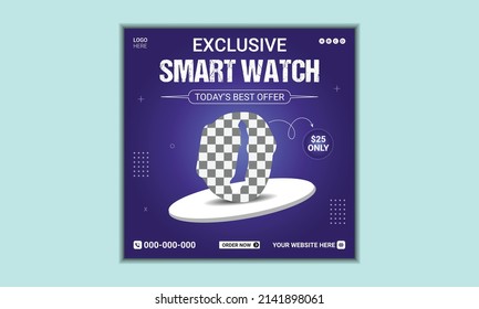 Smart Watch Product Sale And Promotional Social Media Post Ad Banner Template Design