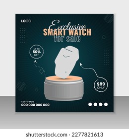 Smart watch product sale and promotional social media post ad banner template design