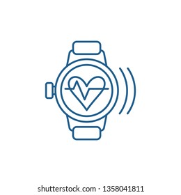 Smart watch with pulse line icon concept. Smart watch with pulse flat  vector symbol, sign, outline illustration.