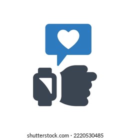 Smart watch pulse tracker icon (Vector illustration)