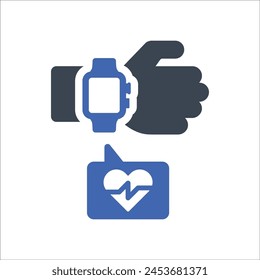 Smart watch pulse tracker Icon, Vector Graphics