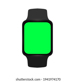 Smart Watch Realistic Vector Mockup with Green Chromakey screen. Vector illustration