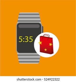 smart watch red bag gift star design vector illustration eps 10