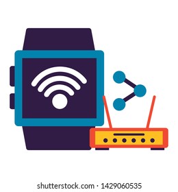 smart watch router share wifi free connection vector illustration