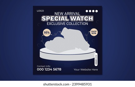Smart watch sale social media post design  post banner template vector.