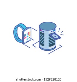 smart watch with server equipment vector illustration design