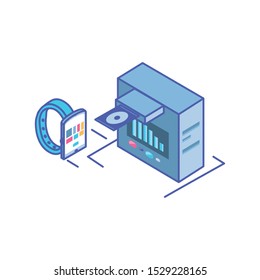 smart watch with server equipment vector illustration design