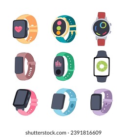 smart watch set cartoon. technology digital, wearable hand, lifestyle person smart watch sign. isolated symbol vector illustration svg