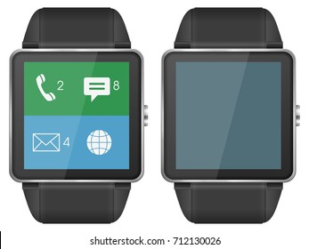 Smart watch set on a white background.