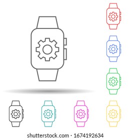 smart watch setting multi color style icon. Simple thin line, outline vector of web icons for ui and ux, website or mobile application