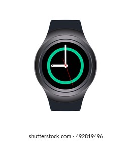 Smart watch shows time. Smart watch isolated on white. Vector Smart watch