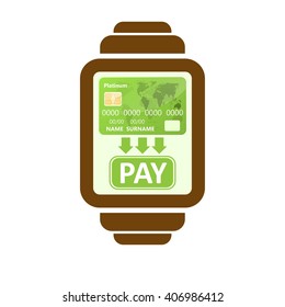 Smart watch silhouette payments symbol isolated on white