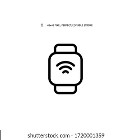 Smart watch simple black line web icon vector illustration. Editable stroke. 48x48 Pixel Perfect.
