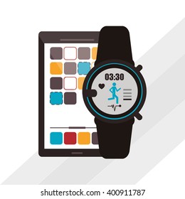smart watch and smartphone design, vector illustration