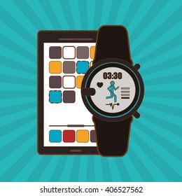 smart watch and smartphone design, vector illustration
