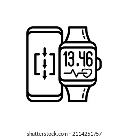 Icono de línea delgada Smart watch y smartphone. Ilustración vectorial moderna.