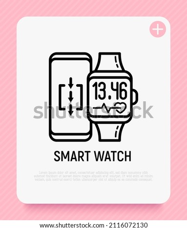 Smart watch and smartphone thin line icon. Modern vector illsutration.