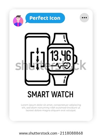 Smart watch and smartphone thin line icon. Modern vector illsutration.