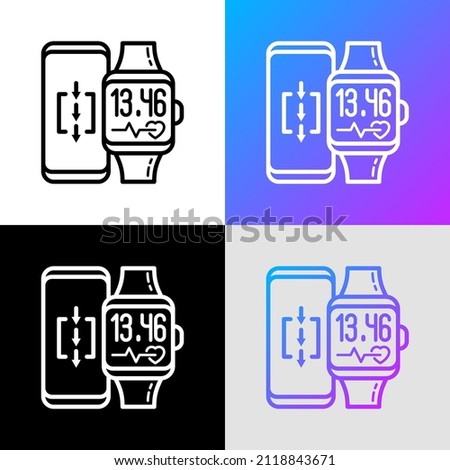 Smart watch and smartphone thin line icon. Modern vector illsutration.