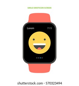 Smart watch smile emoticon screen.