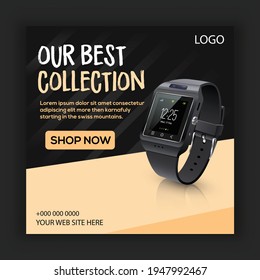 Smart watch social media banner template design.