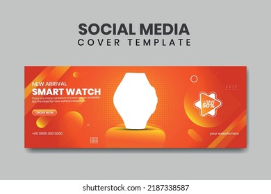 Smart watch social media cover banner design template for marketing or advertising.