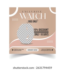 Diseño de plantilla de publicación de redes sociales de reloj inteligente. diseño de publicación de publicidad de marketing de reloj