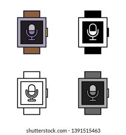 Smart Watch Sound Recorder Icon in Different Color and Style