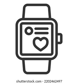 Smart watch for sports - icon, illustration on white background, outline style