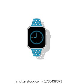 Smart watch square strap hole colored blue with shadow. Vector EPS10