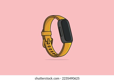 Smart Watch mit Straps und Blank Screen Vektorgrafik. Konzept des Technologieobjektes  Modernes elektronisches Bandgerät Symbol, Vektordesign mit Schatten auf rosafarbenem Hintergrund.
