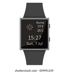 Smart Watch. Sun widget. Cartoon style. Flat element. Vector illustration.
