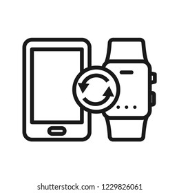 Smart Watch Sync to Smartphone. Flat simple icon. Vector. Isolate on white background.