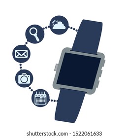 smart watch technology with applications menu vector illustration design