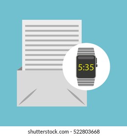 smart watch technology with email envelope vector illstration eps 10