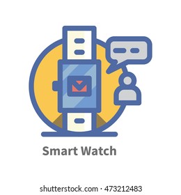 Smart Watch Technology flat vector icon to be use in app, website, infographic or for graphic elements 