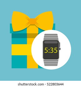 smart watch technology with gift box vector illstration eps 10