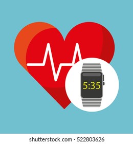 smart watch technology with heart pulse vector illstration eps 10