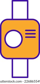Icono de la tecnología de reloj inteligente con un estilo de contorno morado anaranjado. Concepto, digital, datos, abstracto, red, internet, tecnología. Ilustración vectorial