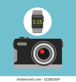 smart watch technology with photographic camera vector illstration eps 10
