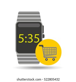 smart watch technology with shopping cart vector illstration eps 10