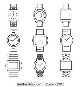 Smart watch thin line icons set. Vector illustration