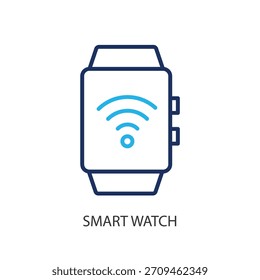 Iconos de línea delgada de reloj inteligente. Ilustración vectorial original.