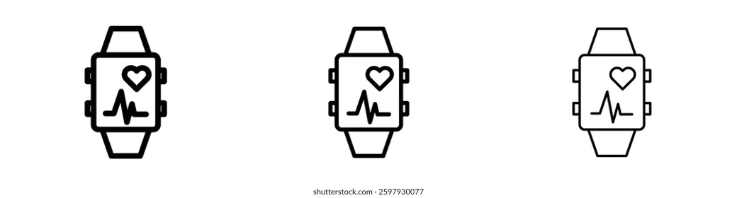 Smart watch thin line vector icon set.